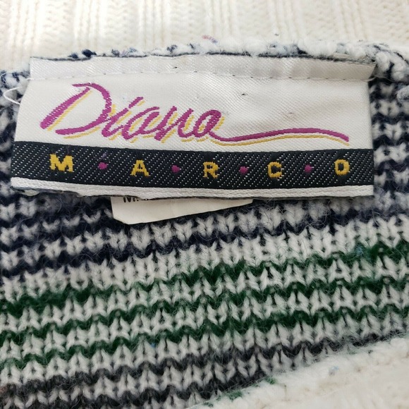 Vtg DIANA MARCO Plus Size 22? Multicolor Geometric Chunky Hipster Long Sleeve - Picture 3 of 9